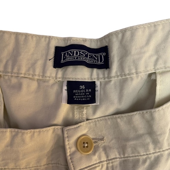 Vintage Lands’ End Pleated Chino khaki Shorts Size 36 - Picture 4 of 9